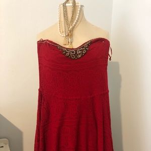 Free people red lace beaded dress